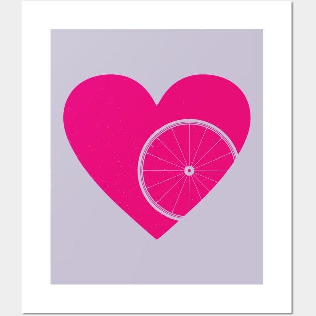 Heart with Road Bike Wheel for Cycling Lovers Wall Art by NeddyBetty